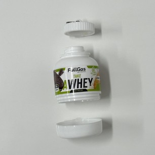 R001 - Llavero porta proteína - TAKE A-WHEY - 100 ml